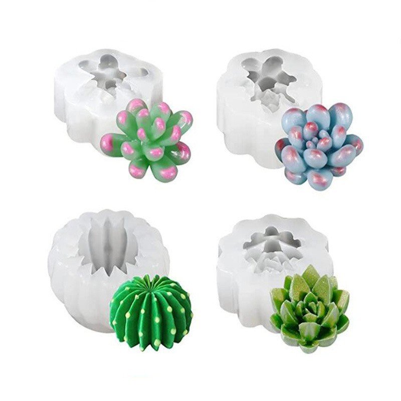 2024 New 3d Cacti Kit Diy Epoxy Resin Crafts Flower Making Silicone Succulent Candle Mold For Cake Decoration