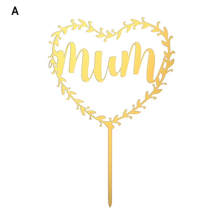 Gold Pink Acrylic Happy Mother's Day Birthday Cake Toppers Dessert Decoration For Mom Party Cupcake Toppers beautiful Gifts