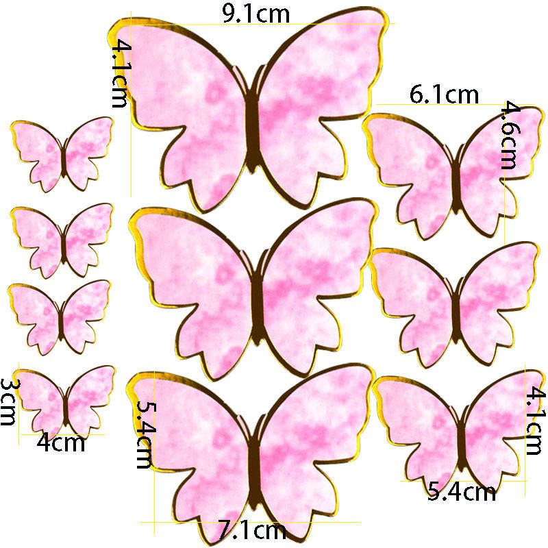 Wholesale Customize 10pcs 6pcs Ins-Style Butterfly Paper Cake Topper Cake Decorating Supplies