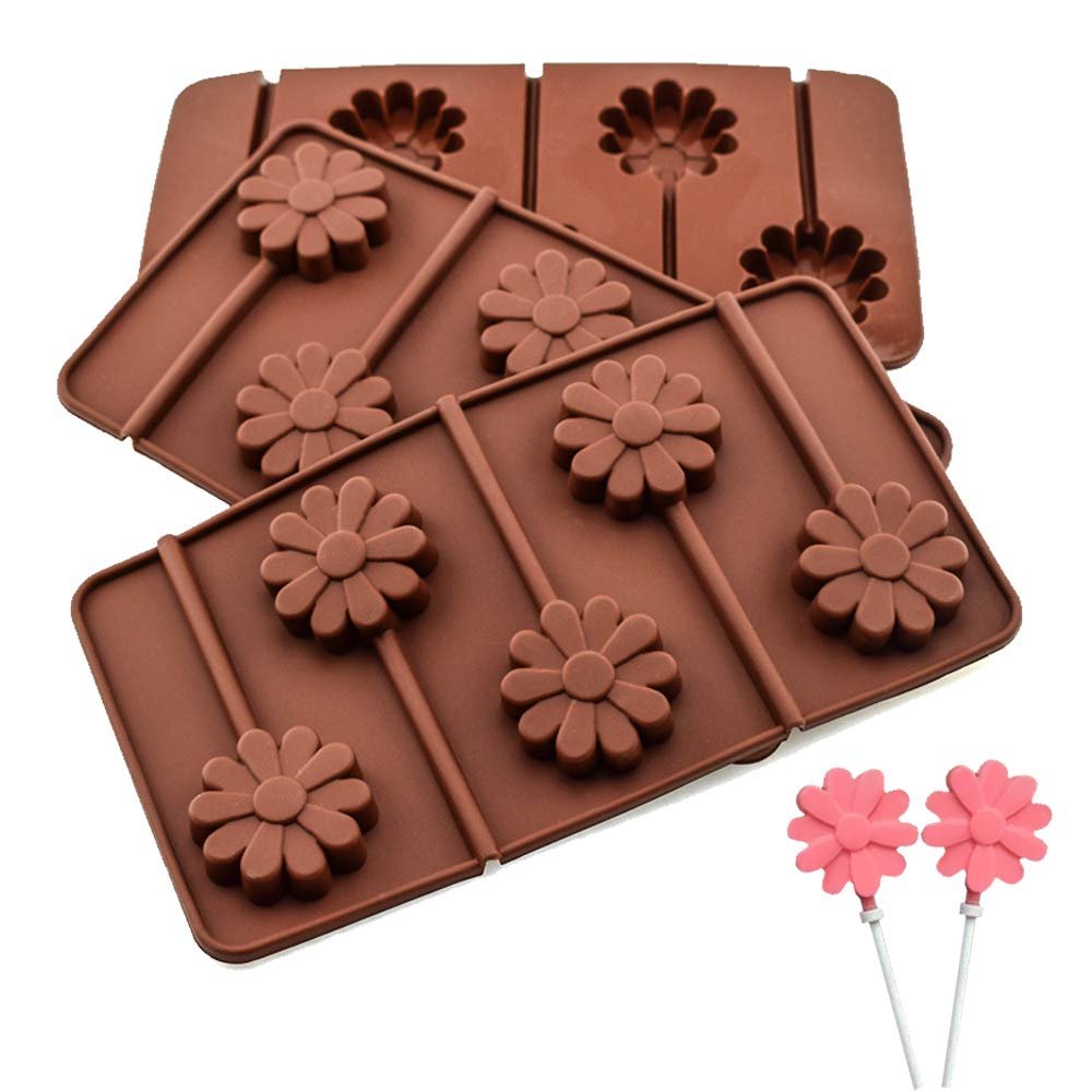 Silicone Candy Mold Flower Sunflower Lollipop Molds DIY Chocolate Gummy Mold Cake Bakeware Tool Cake Decoration