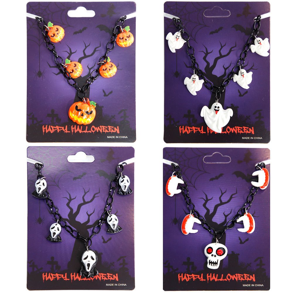 New style Halloween pumpkin ghost necklace, decoration supplies for Halloween masquerade balls, pendant jewelry