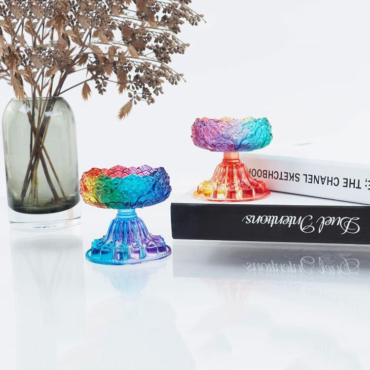 YS Crystal Lotus Mirror Candle Holder Mold Candlestick Silicone Mould DIY Casting Crafts Cement Home Decorations Plaster Tools