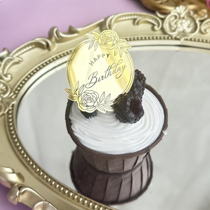 Ins style Flowers Happy Birthday acrylic cake topper happy anniversary cake topper decoration cake decorating supplies