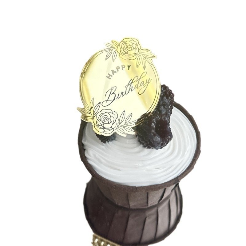 Ins style Flowers Happy Birthday acrylic cake topper happy anniversary cake topper decoration cake decorating supplies