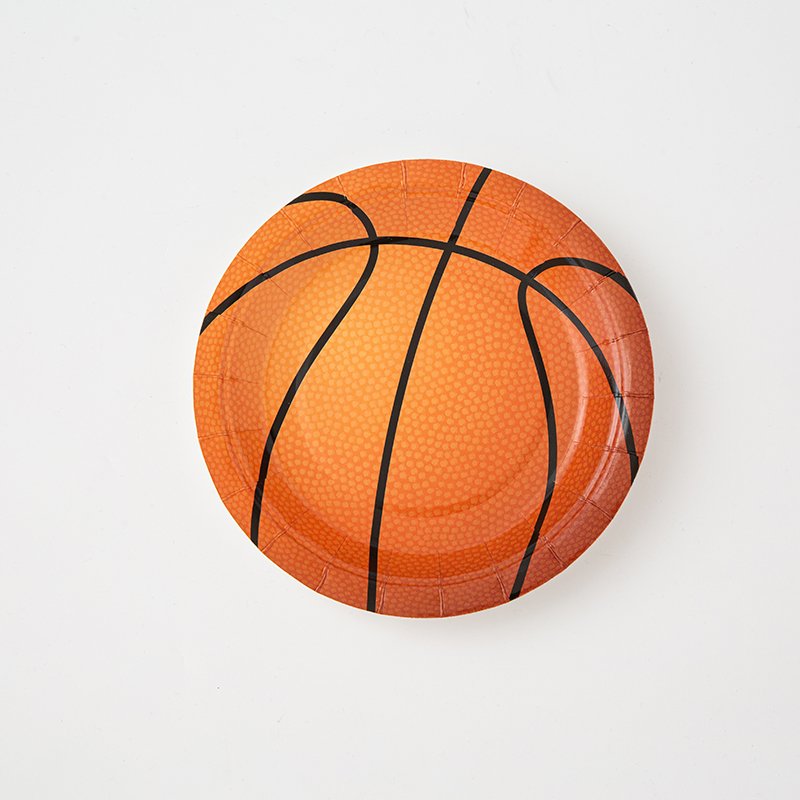 New Style Basketball Theme Supplies Birthday Party Decoration Cake Paper Plates Cups Plate Set Happy Birthday Party Supplies