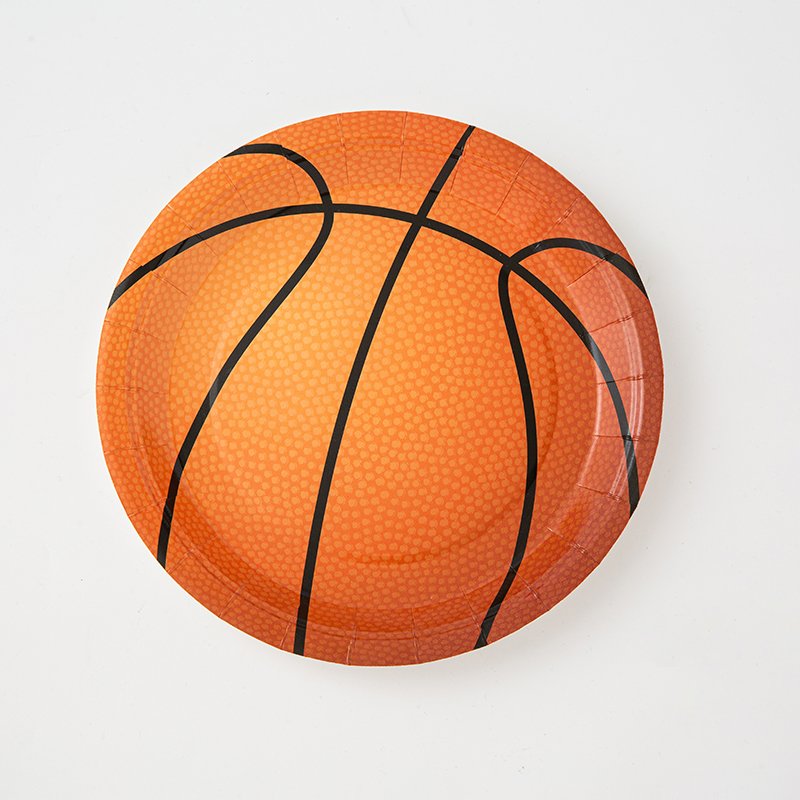 New Style Basketball Theme Supplies Birthday Party Decoration Cake Paper Plates Cups Plate Set Happy Birthday Party Supplies