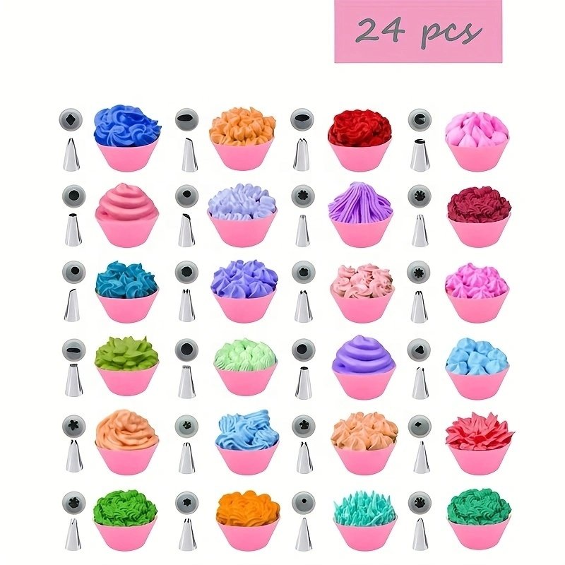 High Quality Stainless Steel Cake Nozzles 24pcs Icing Piping Tips Set Cake Tools