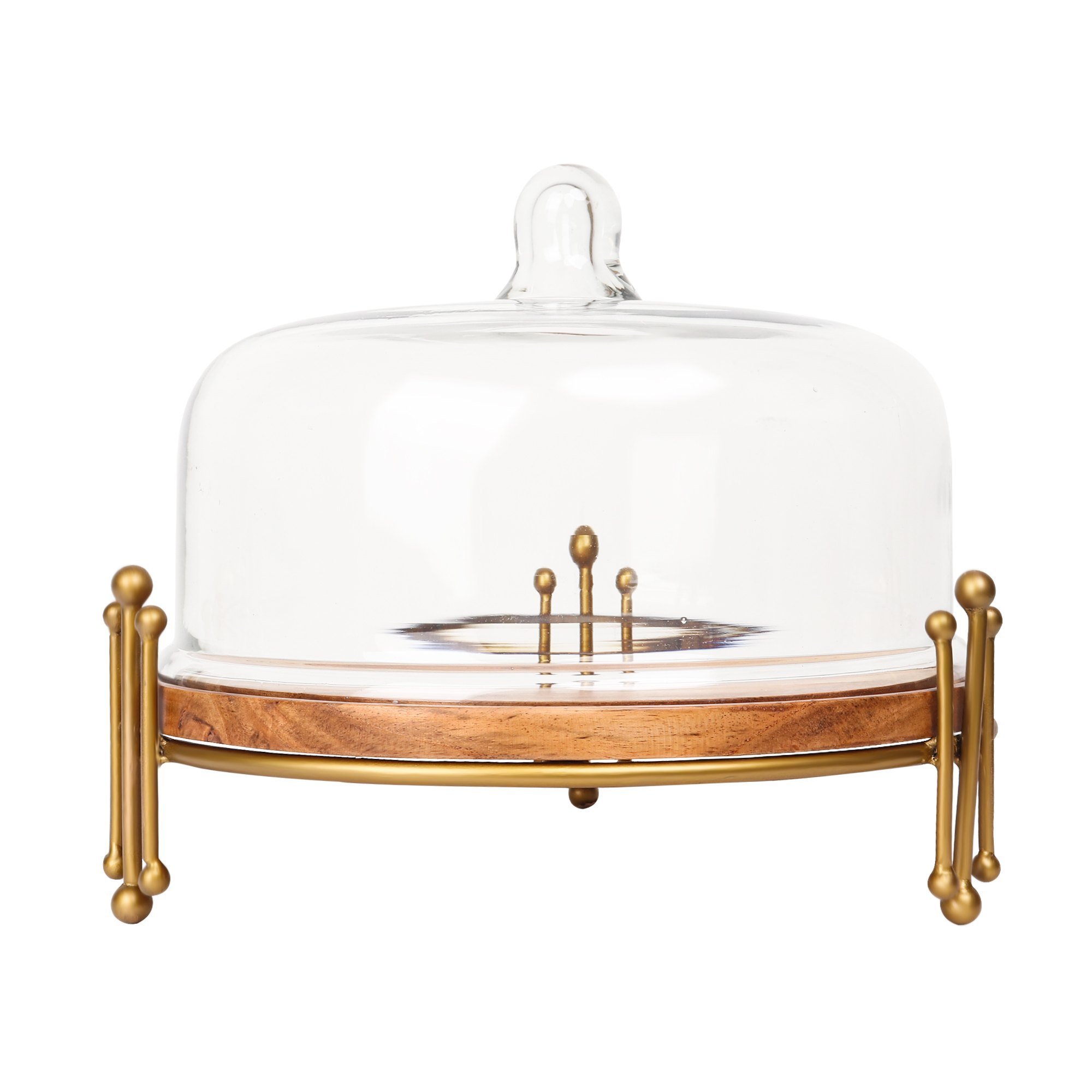 Factory Custom Best Durable Wooden round Cake Stand with Glass Dome for Cakes and Fruits Top Cover Included