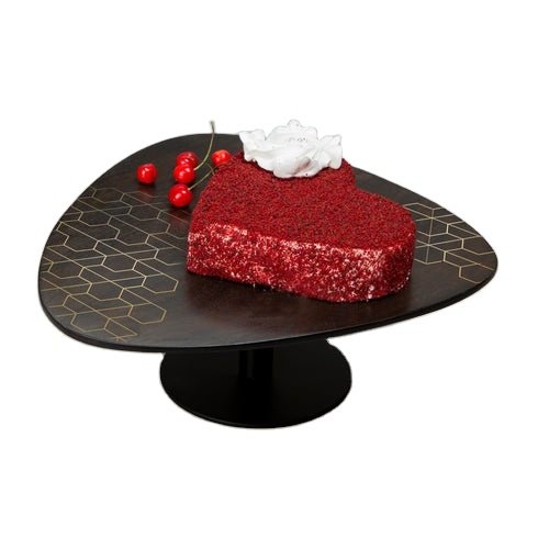 Oval Top Wooden Cake Stand Accented With Brass Inlay A Must Have Piece For Any Table Setting Serve Your Guest In Style