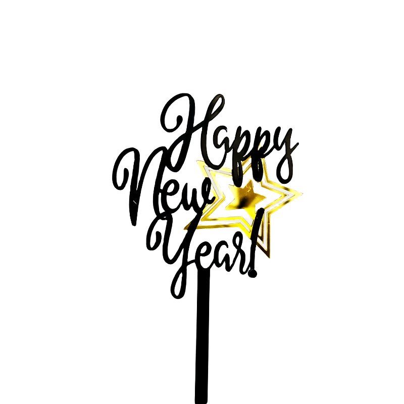 2025 New Year Acrylic Cake Decoration Happy New Year New Year Cake Plug-in Party Supplies Wholesale Acrylic Cake Topper
