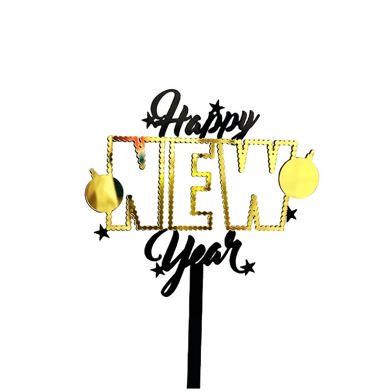 2025 New Year Acrylic Cake Decoration Happy New Year New Year Cake Plug-in Party Supplies Wholesale Acrylic Cake Topper
