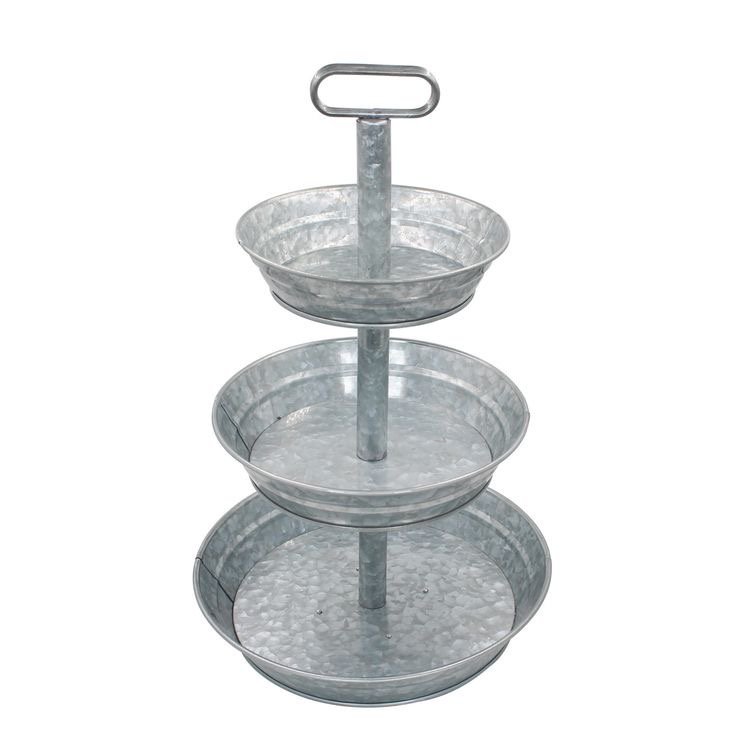 3-Tier Galvanised Cake Stand for Birthday Christmas New Year Father's Day Valentine's Day Mother's Day-round Shape