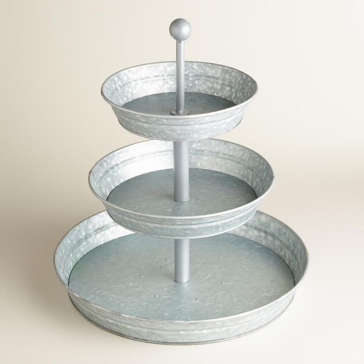 3-Tier Galvanised Cake Stand for Birthday Christmas New Year Father's Day Valentine's Day Mother's Day-round Shape