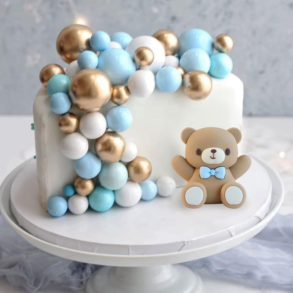 31 PCS Brown Bear Colorful Balloons Balls Cake Toppers for Birthday Baby Shower Party Decorations Supplies (khaki)
