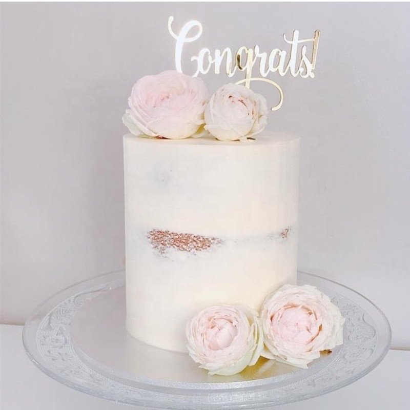 Congrats in pink color acrylic cake cupcake topper for graduation cake decoration party supplies