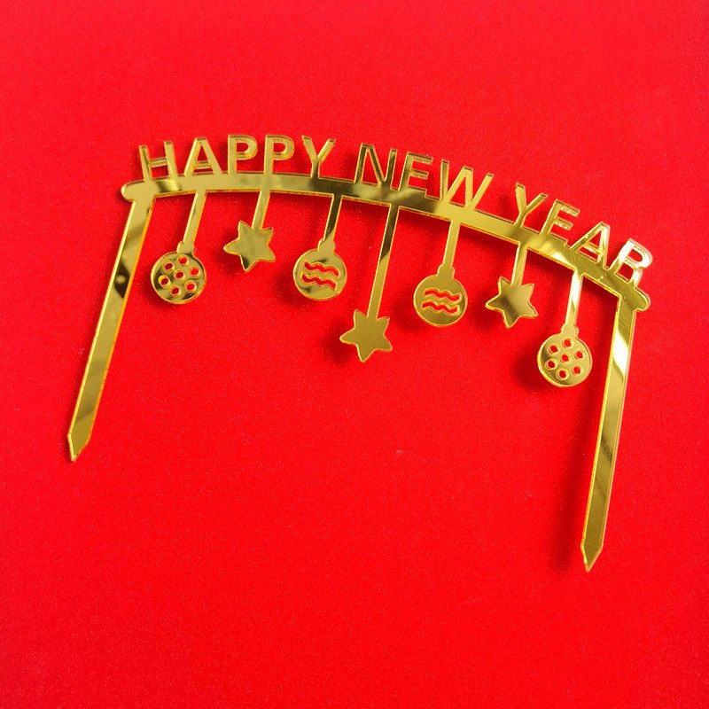 Gold Red Happy New Year Celebrate Cake Topper 2025 Merry Christmas Party Decoration Xmas Home Natal Cake Baking DIY Supplies
