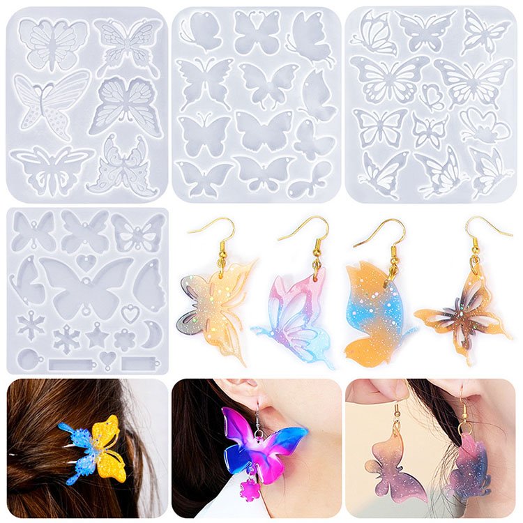 YS Butterfly Earrings Hairpin Silicone Mold Pendant Jewelry Keychain Necklace Charm Decorative Resin Mold Handmade Craftsmanship