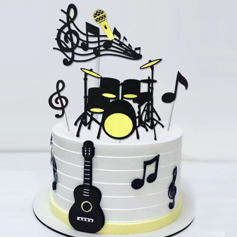New arrival paper note music violin cake decoration set for music festival birthday cake