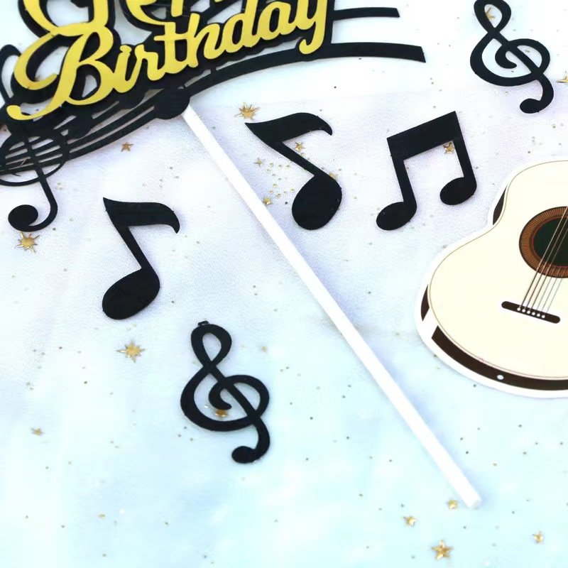 New arrival paper note music violin cake decoration set for music festival birthday cake