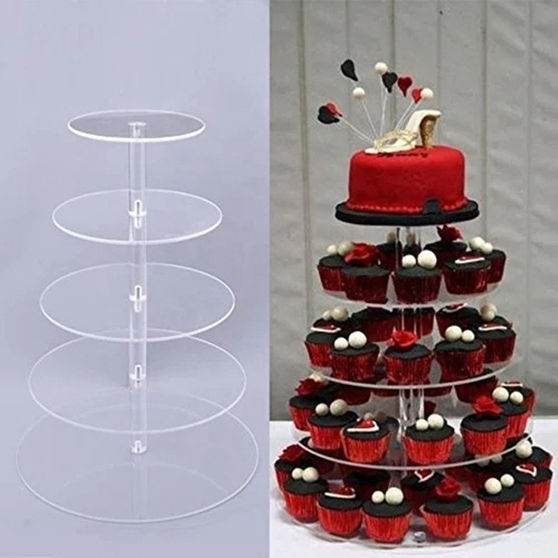 5 Tier Wedding Cake Stand Acrylic Cupcake Holders Stand Set Wedding Cake Stand