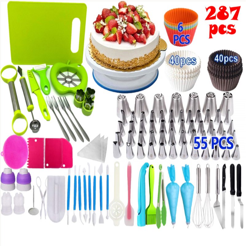 Hot sale 28cm plastic spatula kits supplies decorating cake tool set with cake turntable for cake decoration