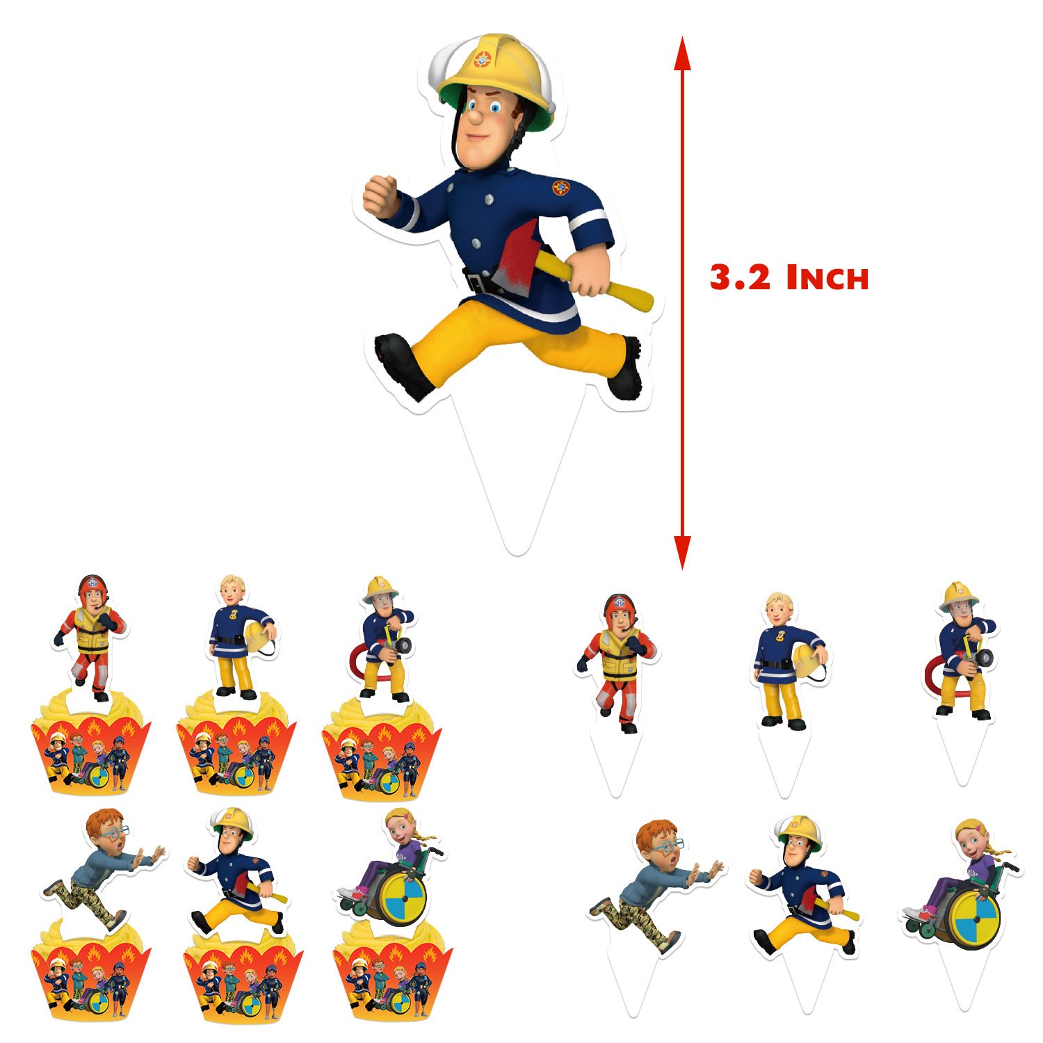 Fireman theme Birthday Party Supplies Carton Happy Birthday Banner Firefighter Cake Topper Kid Birthday Party Decoration
