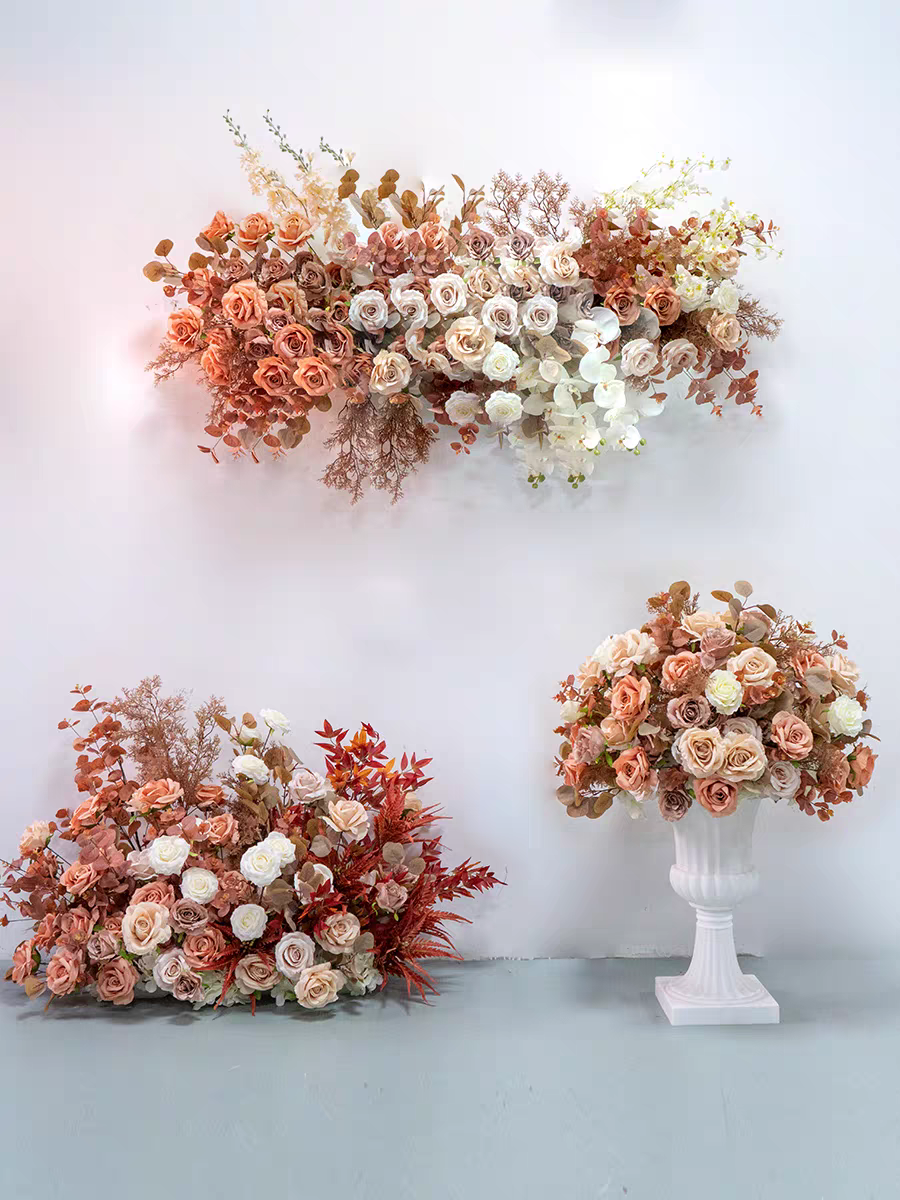 Event Design Party Rentals Boho Decor Home High Quality Brown Artificial Flower Arch Decorations for Wedding Event