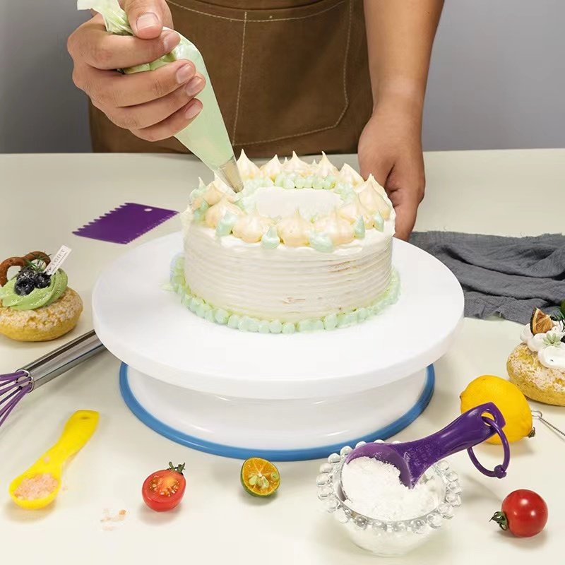 Custom Kitchen Decorating Cake Tools Rotating Revolving Kitchen Display Stand Plastic Cake Turntable