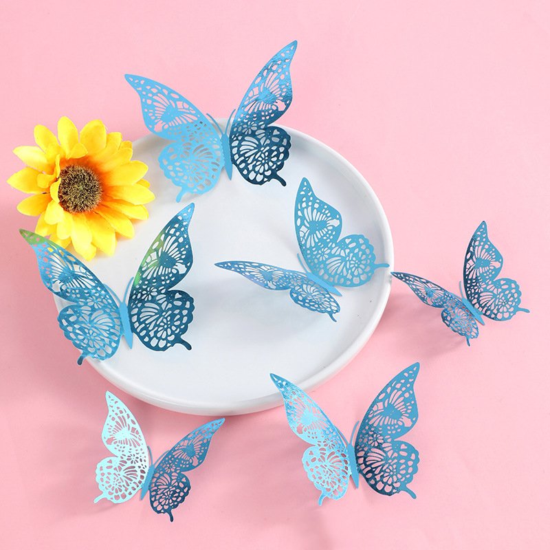 3D hollow light and shadow butterfly three-dimensional butterfly home decoration butterfly stickers wedding festival party