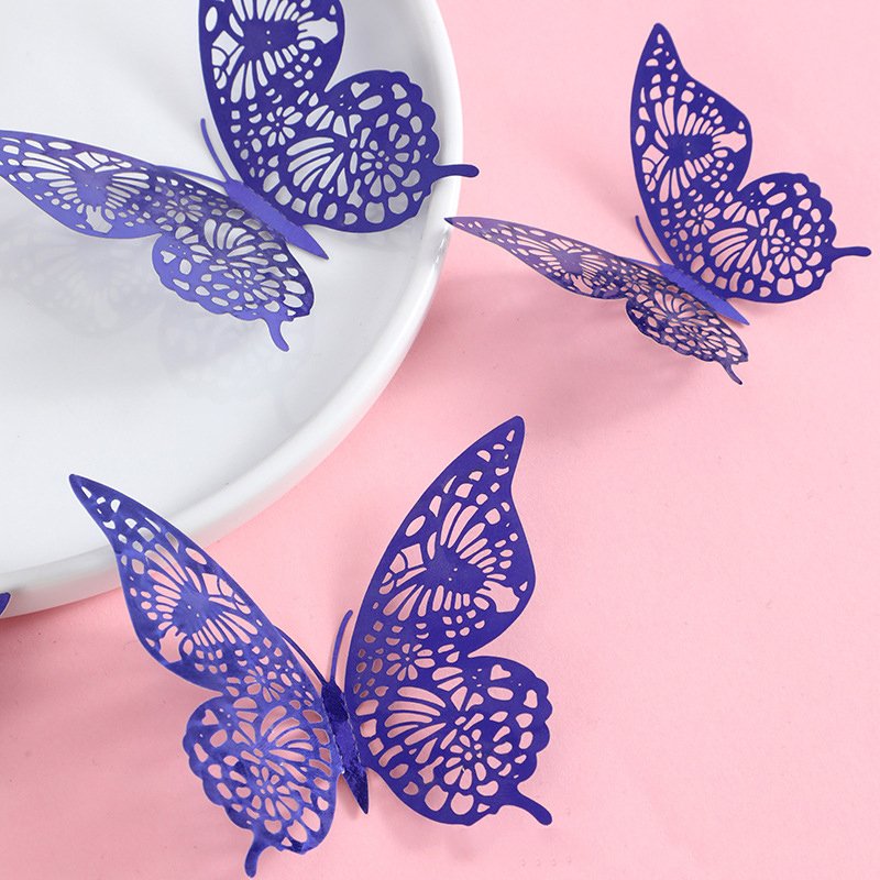 3D hollow light and shadow butterfly three-dimensional butterfly home decoration butterfly stickers wedding festival party