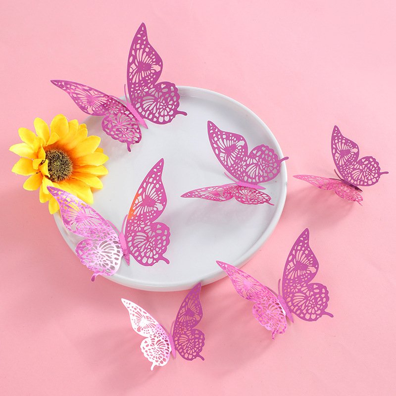 3D hollow light and shadow butterfly three-dimensional butterfly home decoration butterfly stickers wedding festival party