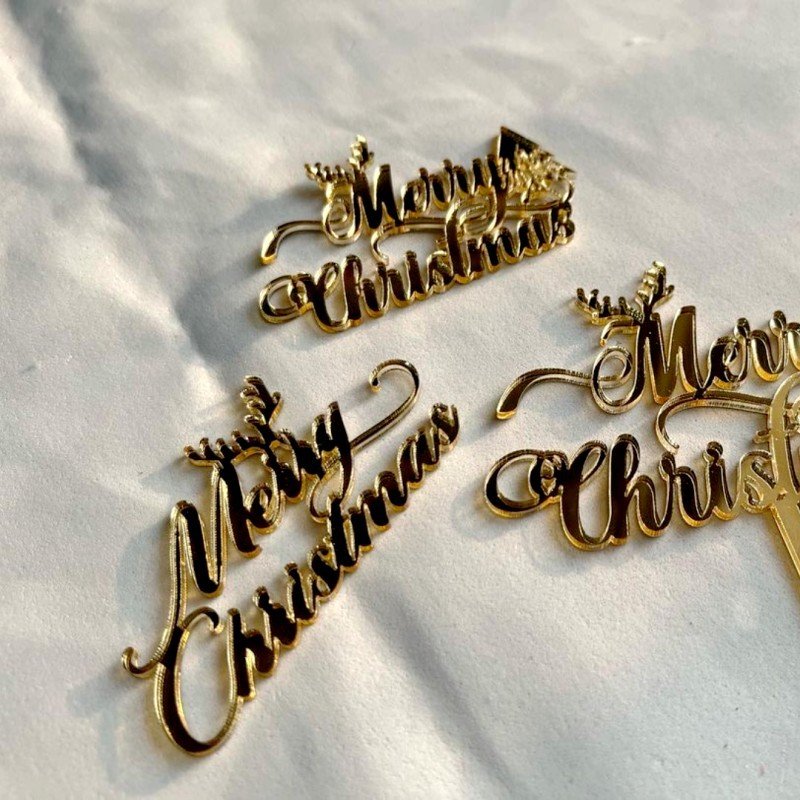 hot selling Merry Christmas Acrylic Cake Topper cake decoration supplies for Christmas party cake accessories cupcake topper
