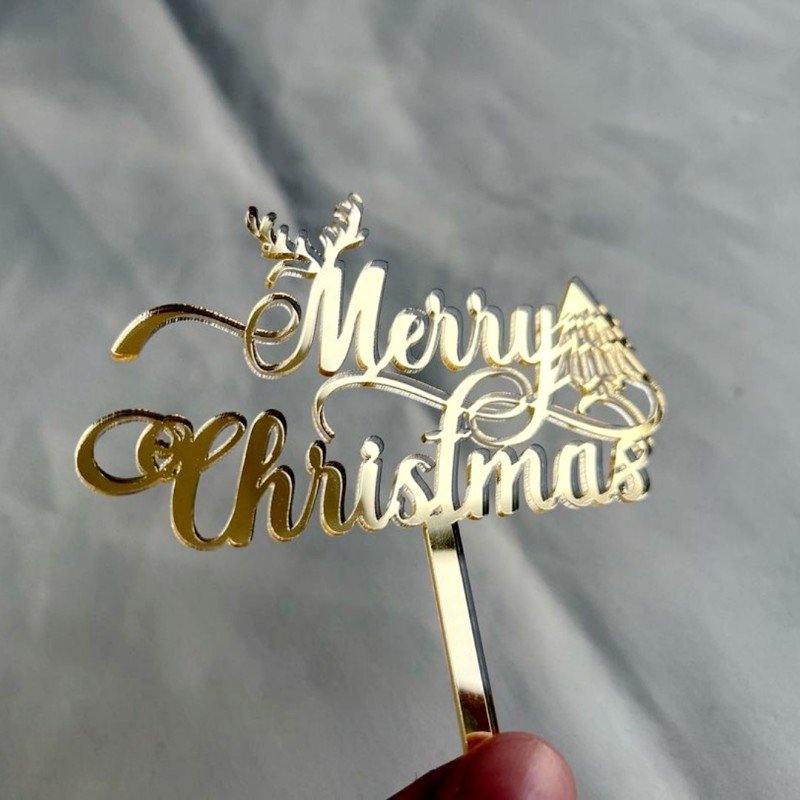 hot selling Merry Christmas Acrylic Cake Topper cake decoration supplies for Christmas party cake accessories cupcake topper