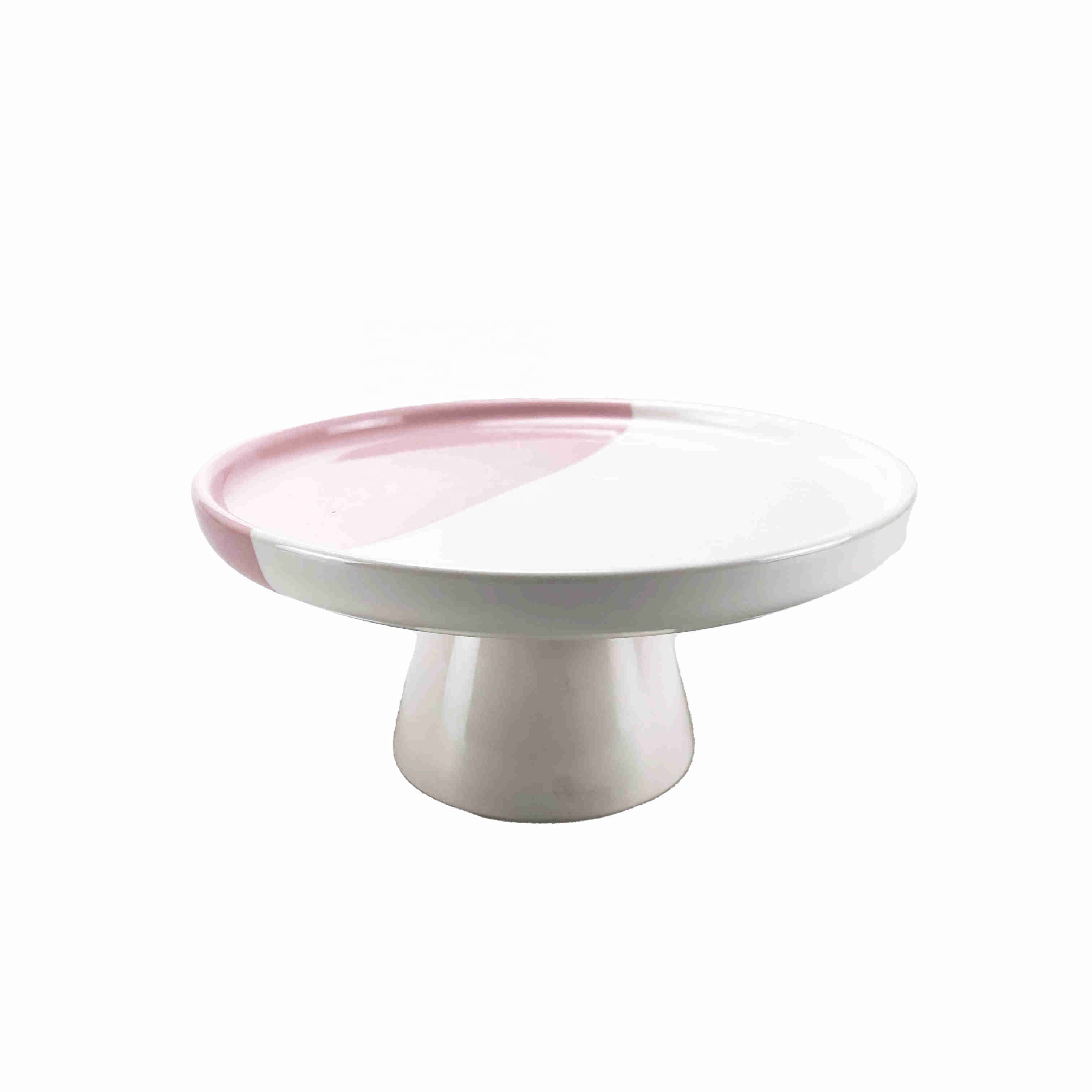 Round Dessert Dish Cake Holder Stand for Wedding Party Jingmei Pink White Ceramic Cake Tools Sustainable Bulk Pack 2000 Pcs