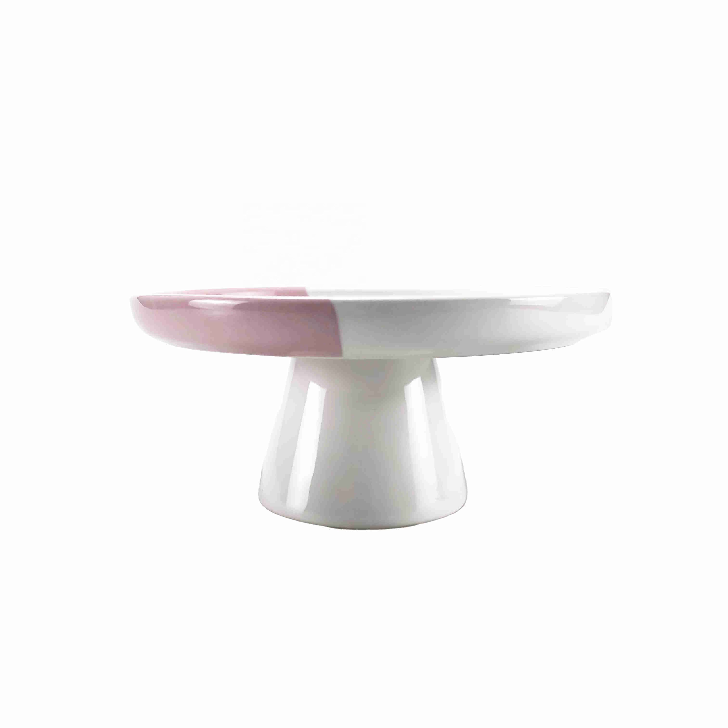 Round Dessert Dish Cake Holder Stand for Wedding Party Jingmei Pink White Ceramic Cake Tools Sustainable Bulk Pack 2000 Pcs