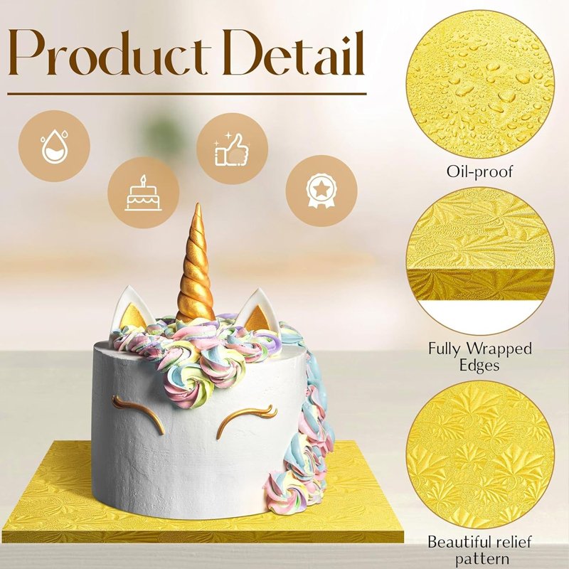 Rectangular Silver Gold Cake Board Rectangle Cake Drums Reusable for Parties and Bakery
