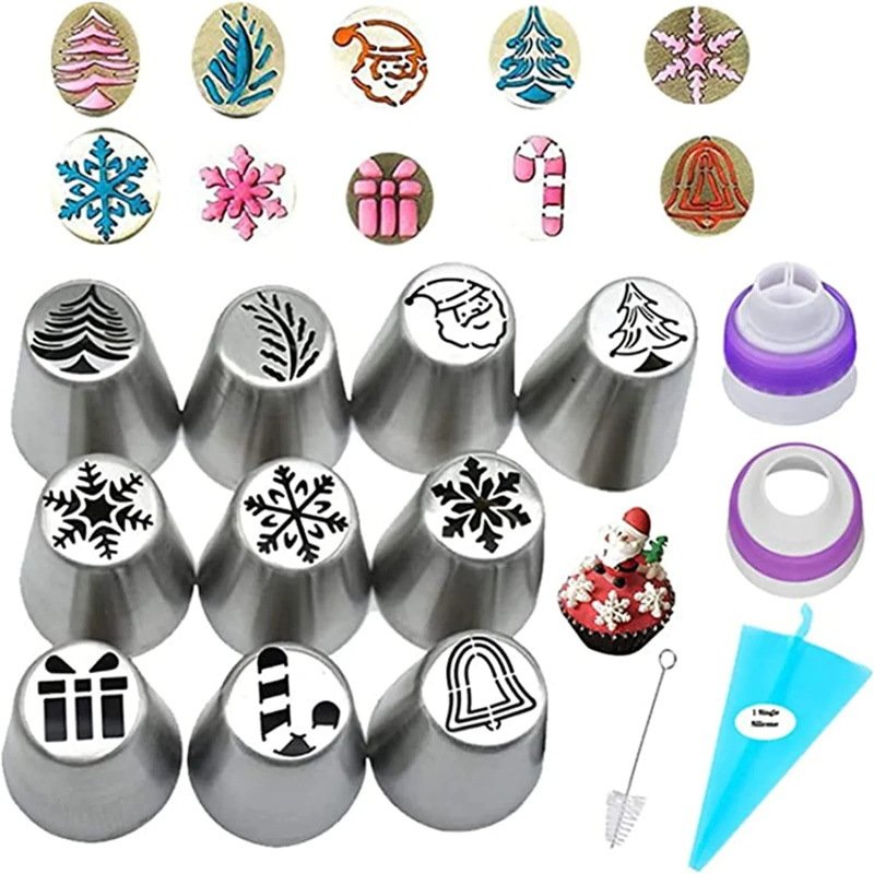Christmas halloween diy stainless steel round flower cupcake cookie cake russian icing piping baking nozzle