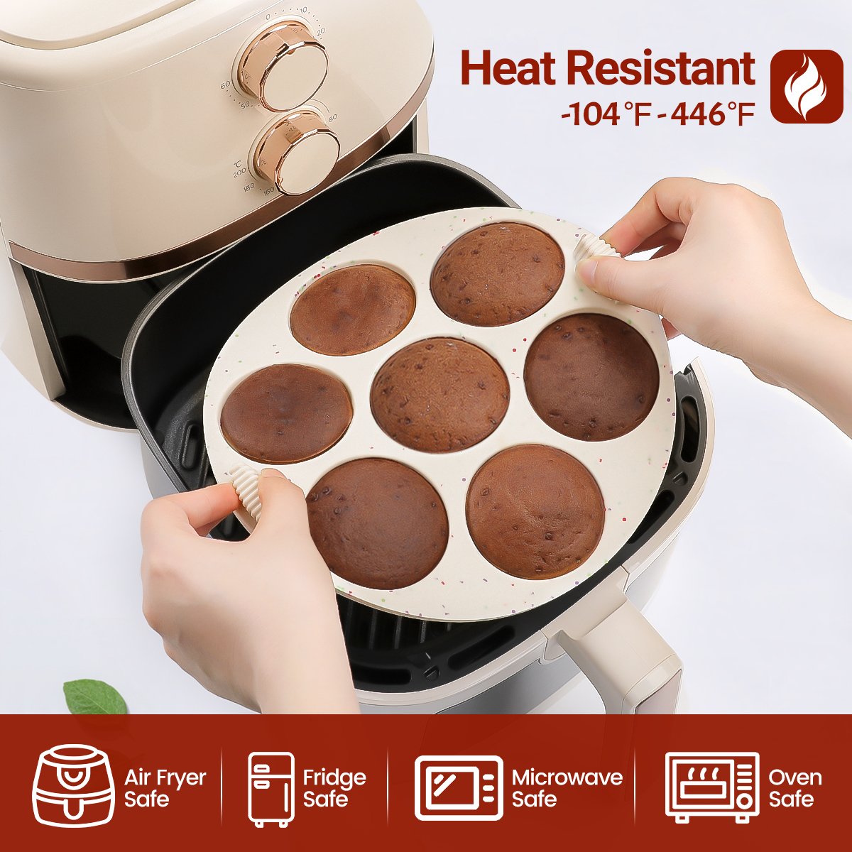 For air fryer thicken silicone 7 cups muffin pan easy release silicone muffin tray baking cake pan mold
