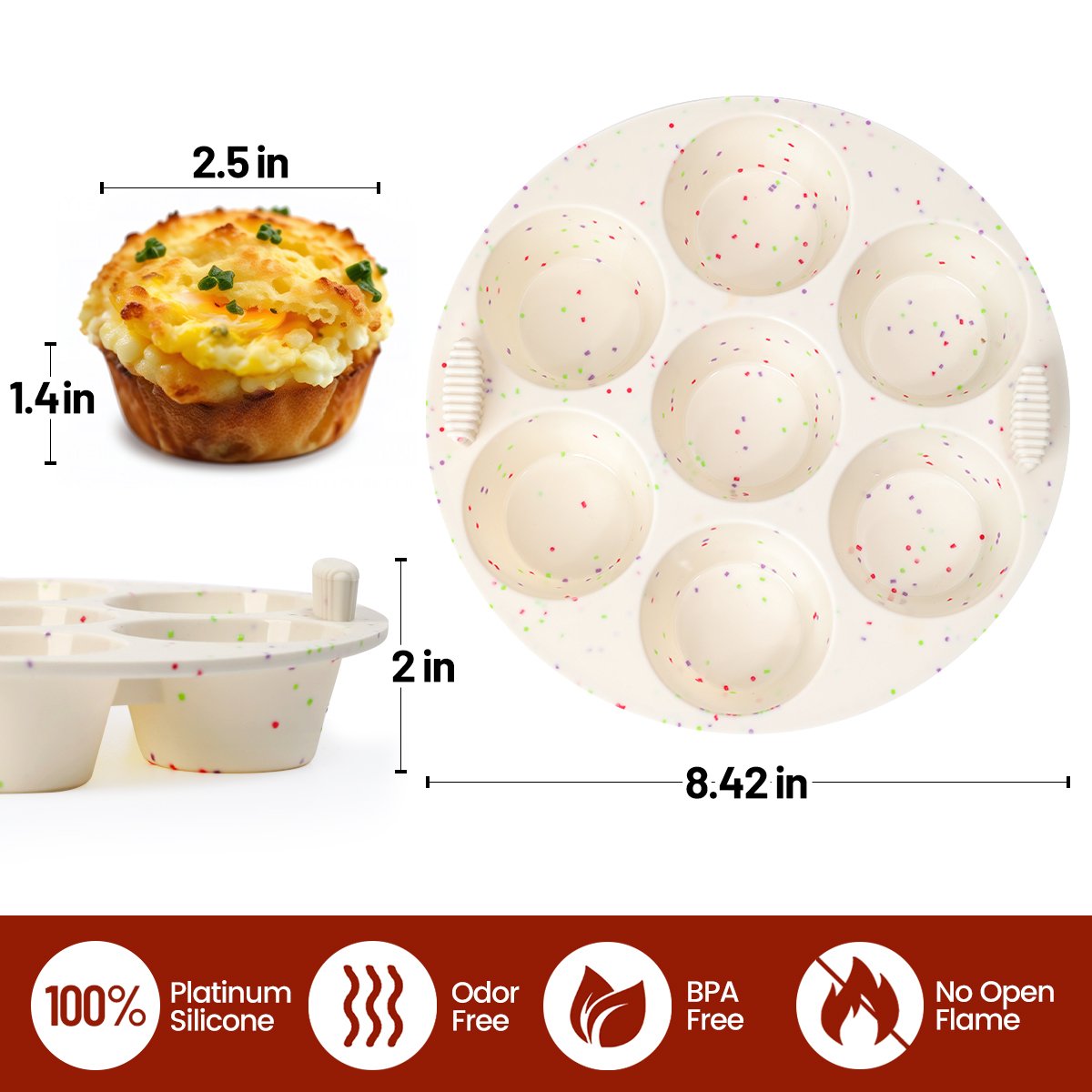 For air fryer thicken silicone 7 cups muffin pan easy release silicone muffin tray baking cake pan mold