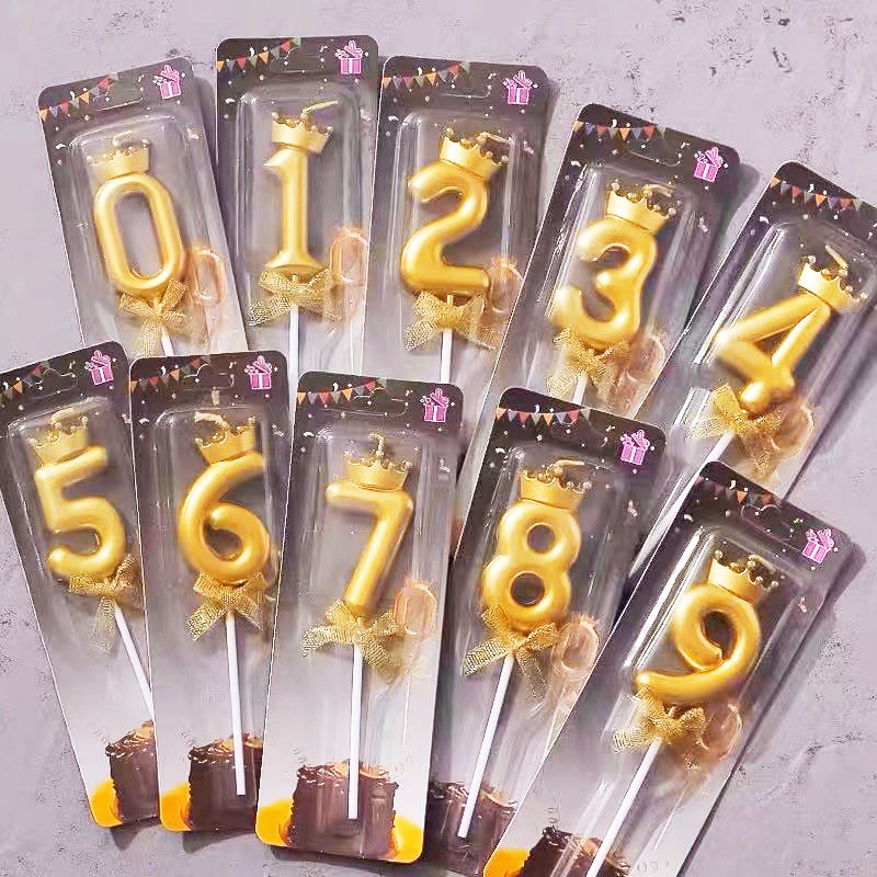 0-9 golden number candle cake decoration plug-in birthday party dessert table baking decoration birthday small candle
