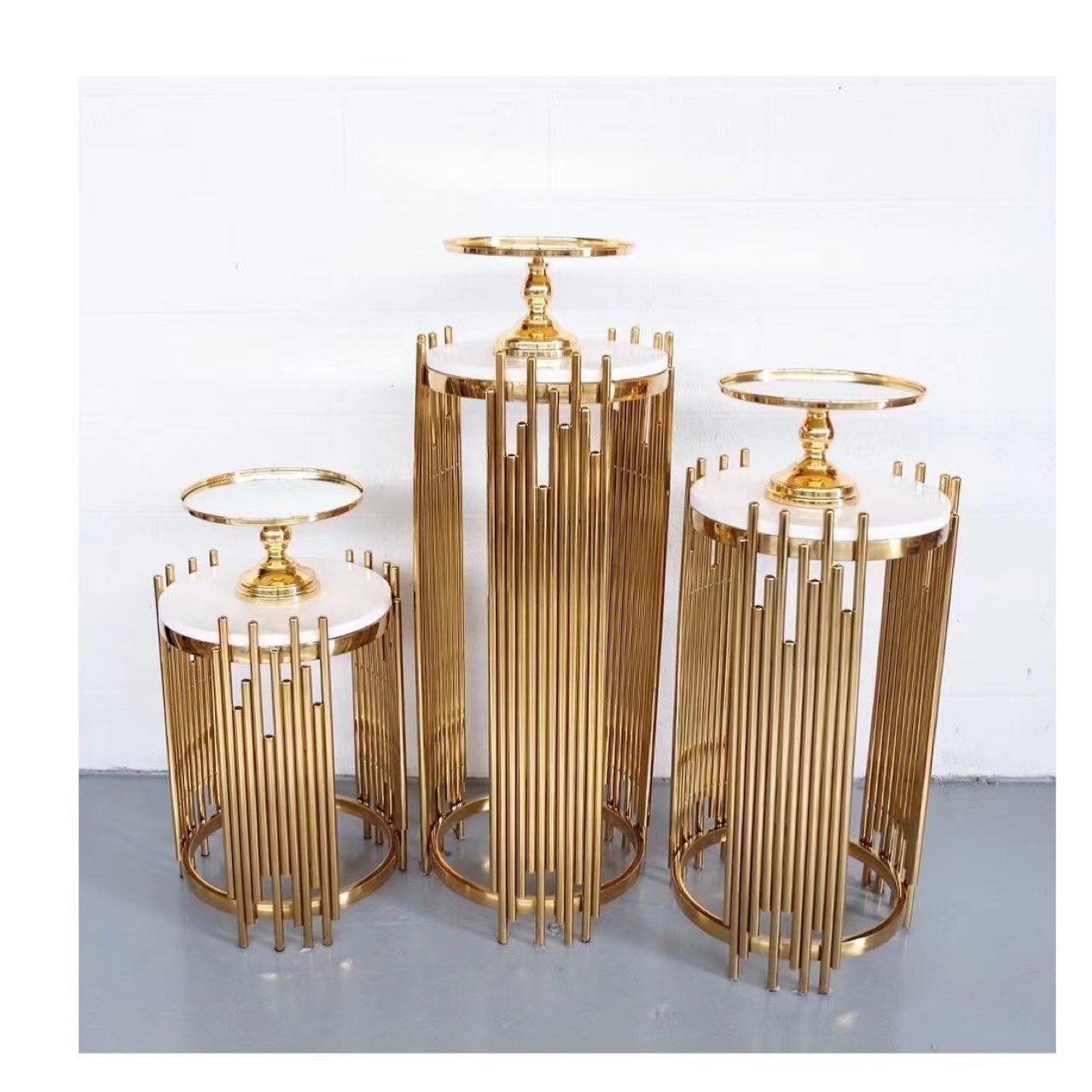 Event Party Decoration Gold Plinth Set Stand Cake Flowers Decoration Tables Stand Cylinder Stand Wedding tables