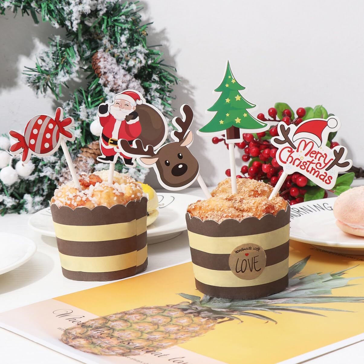 Christmas Cake Plate Baking Decoration Card Christmas Cake Decoration Wrapping Paper For Cupcake