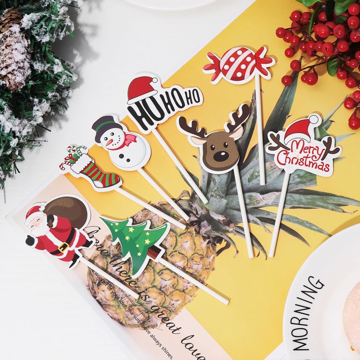 Christmas Cake Plate Baking Decoration Card Christmas Cake Decoration Wrapping Paper For Cupcake
