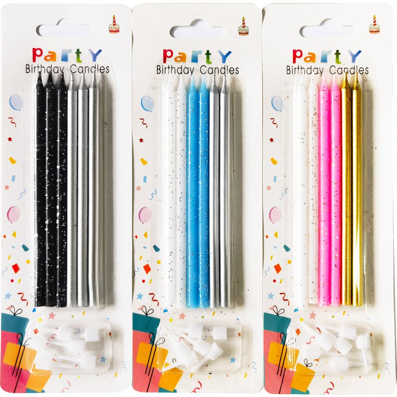 Wholesale Birthday Cake Baking Packaging Slender Party Candle Long Rod Golden Thread Pencil Birthday Candles