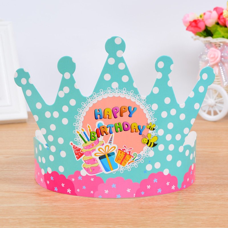 Gold paper crown happy birthday cap children kids girls adult baby cake decorative party supplies gold card hat custom