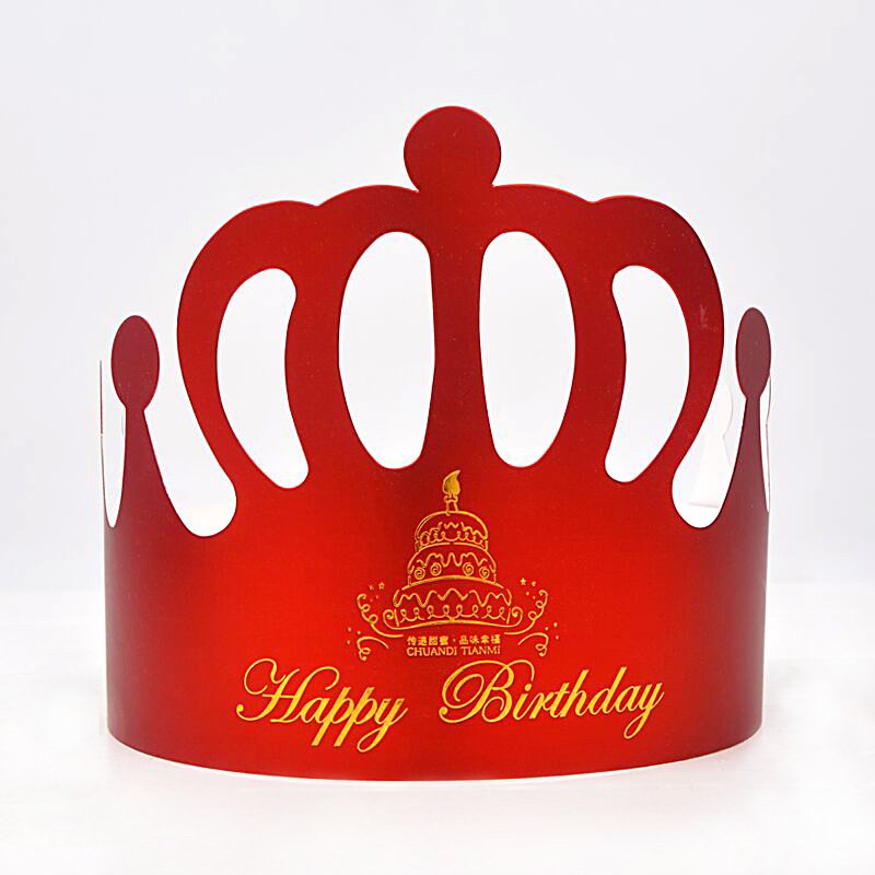 Gold paper crown happy birthday cap children kids girls adult baby cake decorative party supplies gold card hat custom