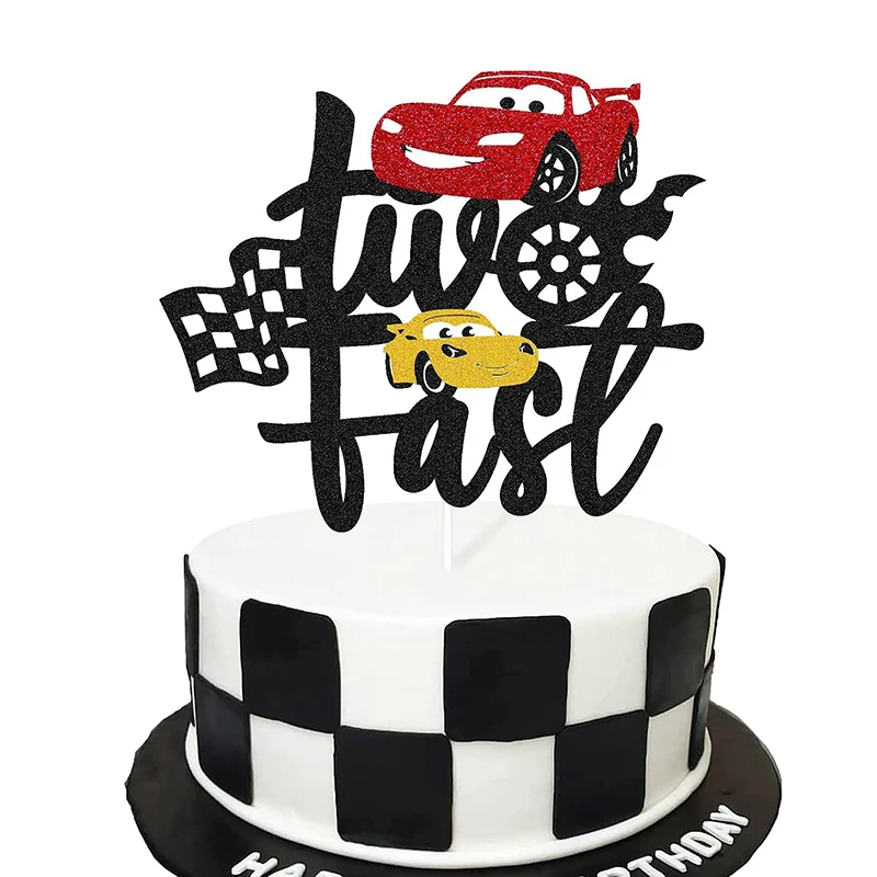 Cartoon Lightning Car Theme Birthday Cake Topper Car Racing Boy Birthday Baby Shower Cake Decoration Supplies