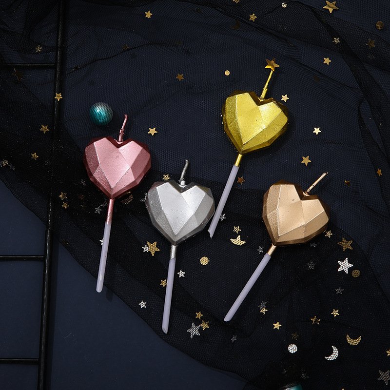 Birthday cake Candle Diamond Heart Star baking decoration Creative 3D five-pointed star cute children's party candle supplies