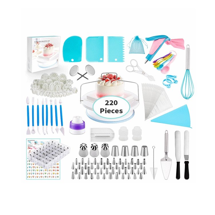 Hot Sale 220 PCS Pastry Baking Cake Decorating Supplies Set Kit for Beginners Cake Lovers
