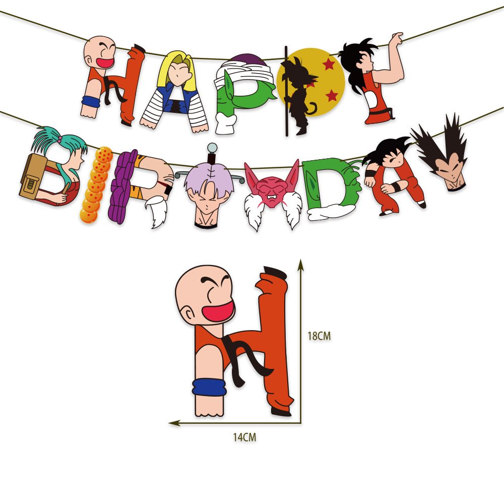 Super Son Goku Design Party Decorations Dragon Ball Happy birthday Banner Cake Topper Supplies Kids Children Favor Party X4082